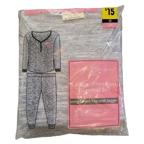 Bobbi Brooks sleepwear size 2X thermal set long sleeve top with jogger pants - Picture 8 of 9